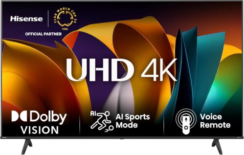 Hisense 58E6NT 146 cm (58 Inch) TV, 4K UHD Smart TV, Precision Colour, HDR, Dolby Vision, 60Hz, Triple Tuner DVB-C/S/S2/T/T2, WiFi, HDMI 2.1, Bluetooth, Alexa Built-in, Black, [2024]