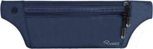 Ryaco Flat Bum Bag Waist Bag with RFID Blocker for Men and Women, Travel Hidden Money Belt Money Belt for Sports Travel Fitness or Jogging for Money, Cards, Passport, IDs, darkblue