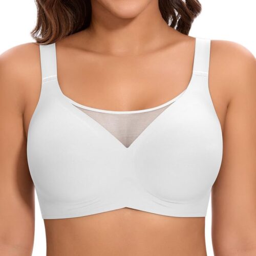 Women’s Bra without Underwire Large Breasts Strong Hold Push Up Bra without Underwire Seamless Comfortable Classic Soft Seamless Non-Wired T Shirt Bra Padded Mesh Bralette