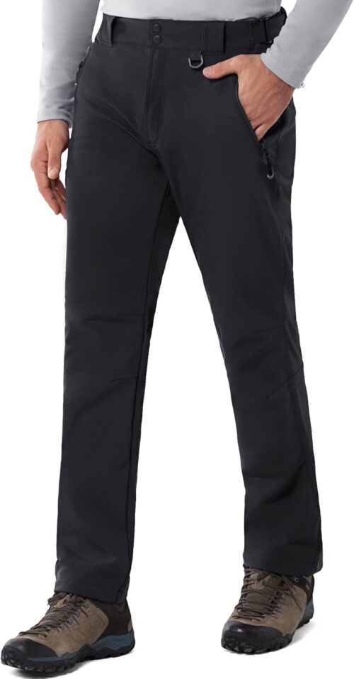 33,000ft Outdoor Trousers, Men’s Softshell Trousers, Waterproof, Windproof Ski Trousers, Warm, Fleece Lined Work Trousers, Winter Trekking Trousers, Hiking Trousers