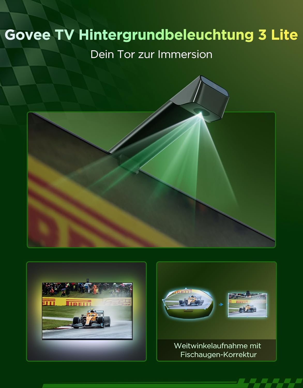 Govee TV Backlight 3 Lite with Fish-Eye Correction Function, Sync for 55-65 Inch TVs, 3.6 m RGBICW WiFi TV LED Strip with Camera, 4 Colours in 1 Lamp Bead, Voice & App Control – Bild 2