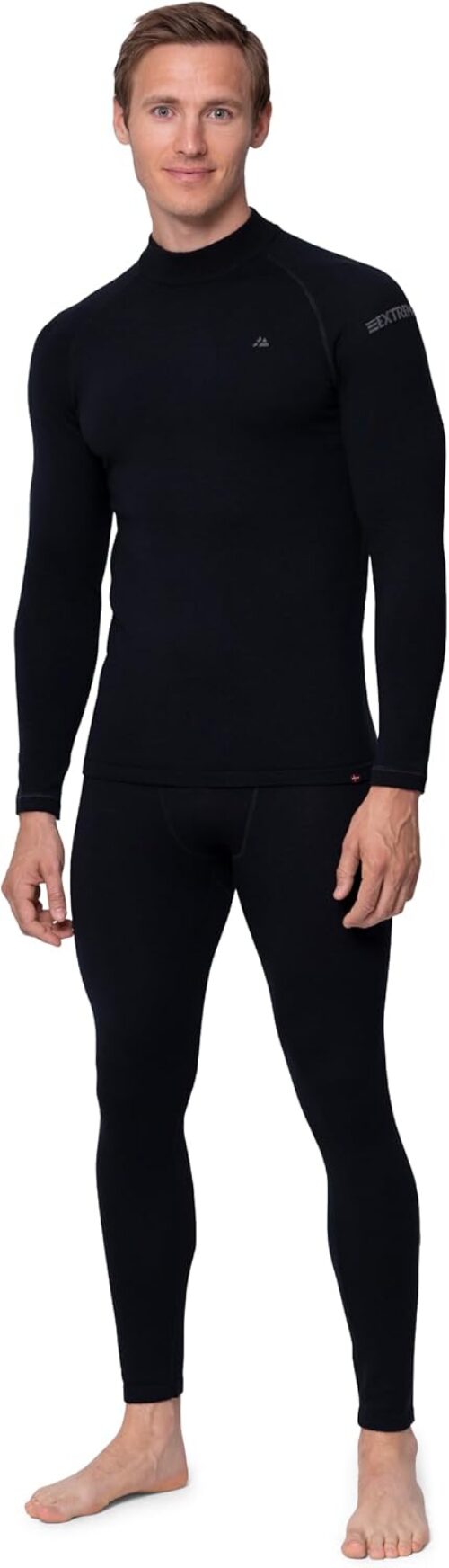 DANISH ENDURANCE Merino Thermal Underwear for Men, Extreme Cold, Winter & Ski Underwear, Premium Functional Underwear Set, Stand-Up Collar & Extra Warm, Merino Underwear