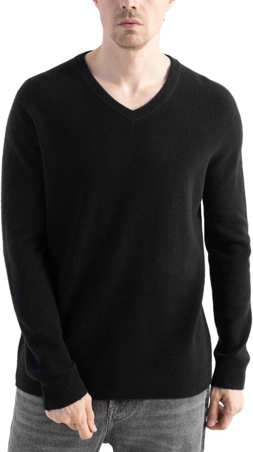 Chanyarn Men’s 100% Merino Wool Pullover First-Line Ready-to-Drink V-Neck Long Sleeves Seamless Knitted Jumper