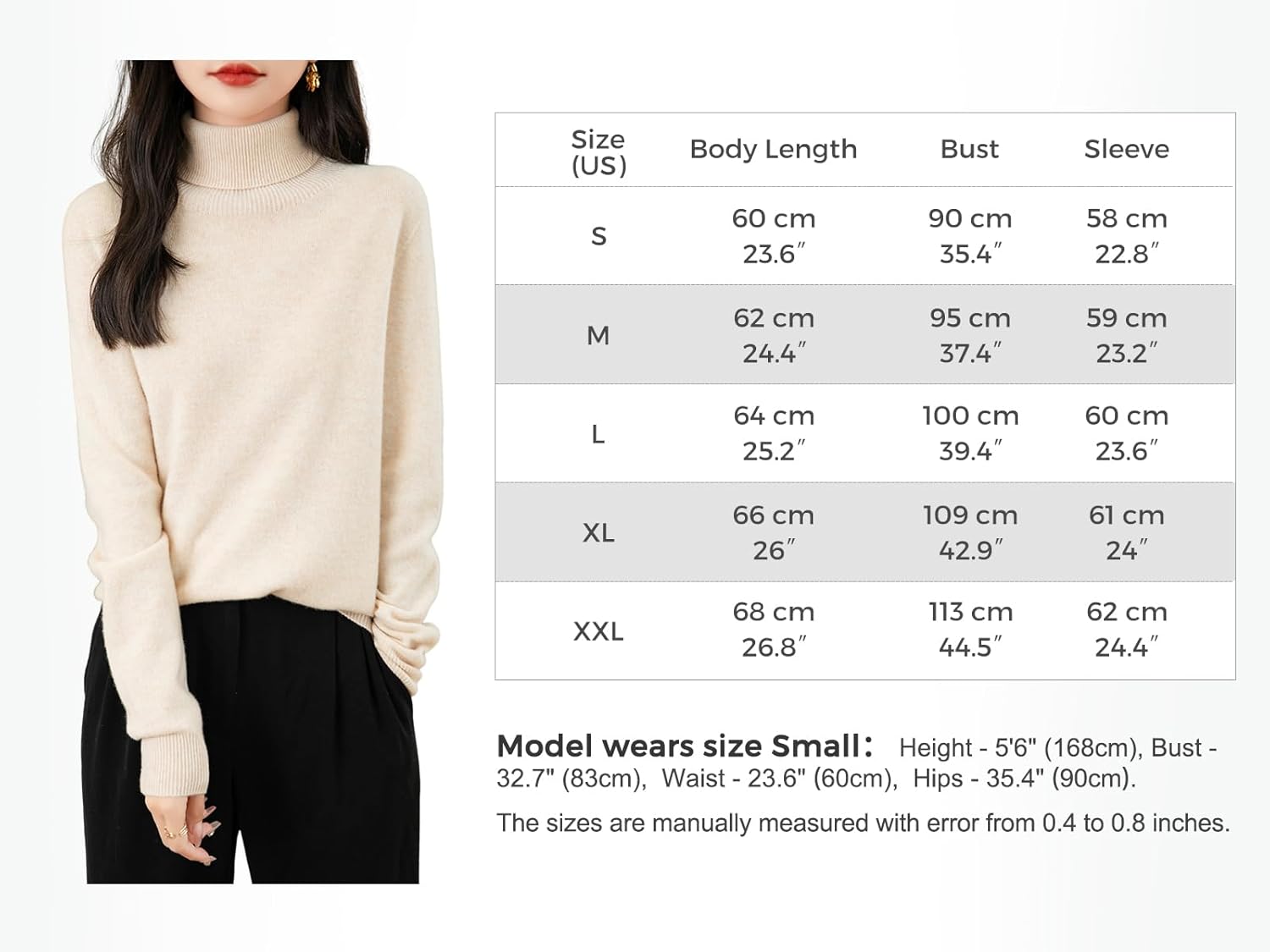 Chanyarn Women's 100% Merino Wool Turtleneck Pullover 2024 First-Line Ready to Wear Long Sleeve Seamless Knitted Elegant Pullover – Bild 7
