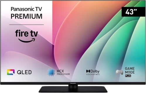 Panasonic Premium TV-43W80AEZ, W80 Series 43 Inch 4K Ultra HD QLED Smart TV, 2024, Fire TV, Dolby Vision & Atmos, Game Mode Plus, Alexa Voice Control, Airplay, Black