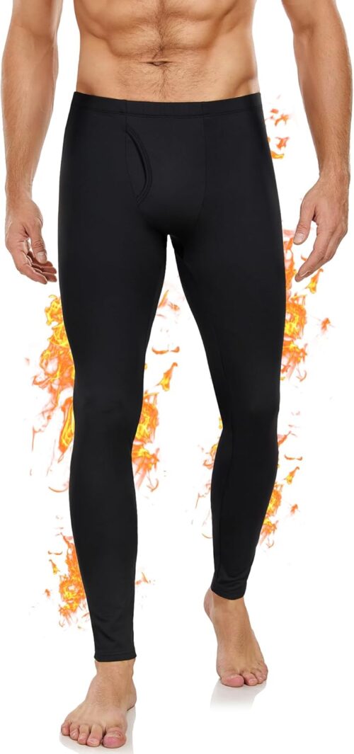 Men’s Thermal Underwear, Warm Underwear, Long Thermal Underwear, Winter Ski Underwear, Trousers, Black, Thermal Underwear, Functional Underwear, Leggings for Everyday Runing, Skiing, Sports