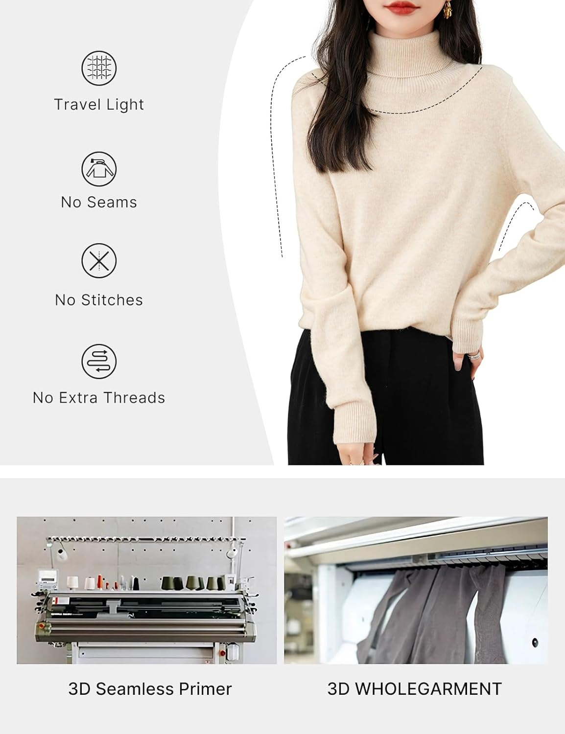 Chanyarn Women's 100% Merino Wool Turtleneck Pullover 2024 First-Line Ready to Wear Long Sleeve Seamless Knitted Elegant Pullover – Bild 2