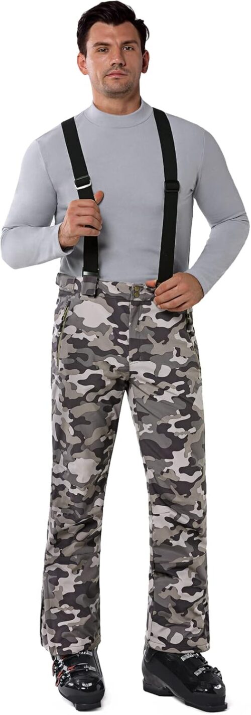 33,000ft Men’s Ski Trousers Braces Trousers Outdoor Trousers Waterproof Windproof Softshell Trousers Warm Lined Snow Trousers Snowboard Trousers Ski Cross-Country Ski Trousers Thermal Trousers Hiking