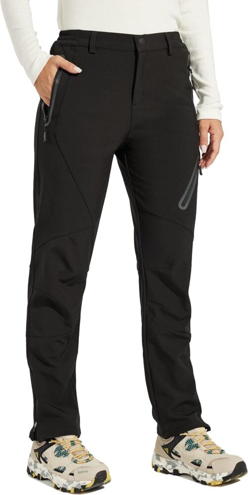 WILLIT Damen Schneehose Thermohose Gefüttert Wanderhose Wasserdicht Softshellhose Fleece Skihose Warm Trekkinghose Winter Outdoorthose Isoliert Kaltes Wetter