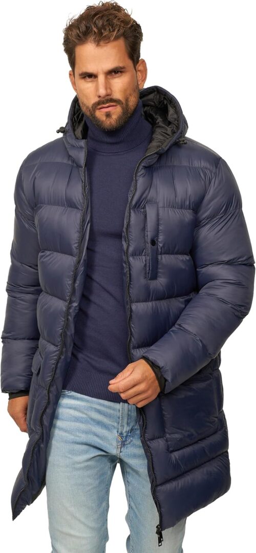 Soulstar Men’s Parka Winter Jacket Long Quilted Coat with Hood – Winter Parka as Puffer Coat – Winter Coat for Men