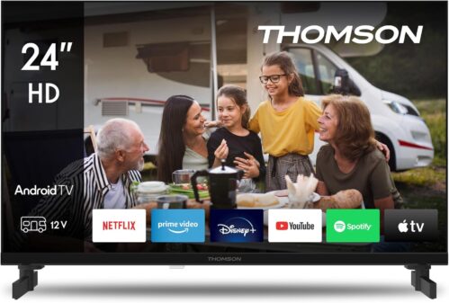 THOMSON 24 Inch (60 cm) LED HD 12 V Camping Smart Android TV, Google Assistant, Wi-Fi, Dolby Digital, Bluetooth, Triple Tuner (Cable/Satellite/Antenna), HDMI, CI Plus, A Plus Panel- 24HA2S13C