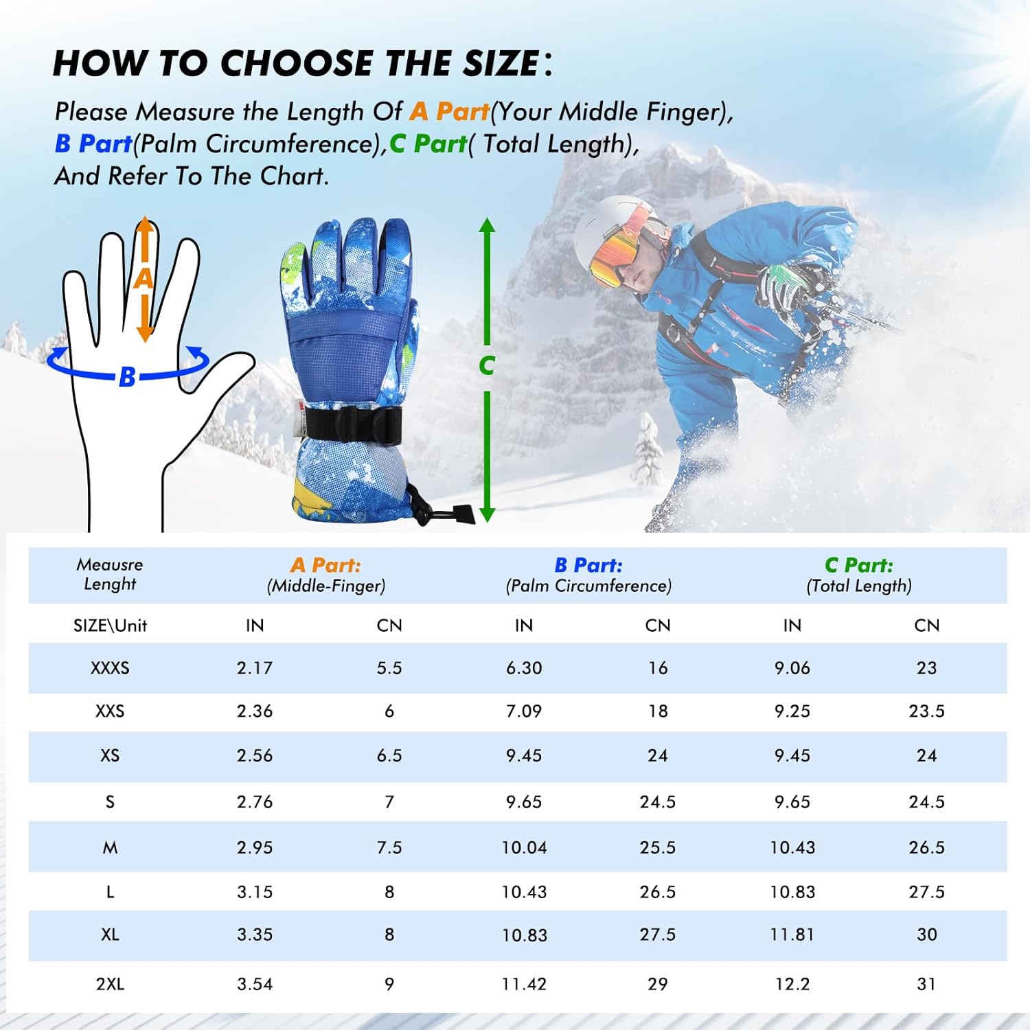 Ski Gloves, The Warmest Waterproof and Breathable Snow Gloves in Cold Weather, Both for Men and Women, Suitable for Parents and Children Outdoors – Bild 6