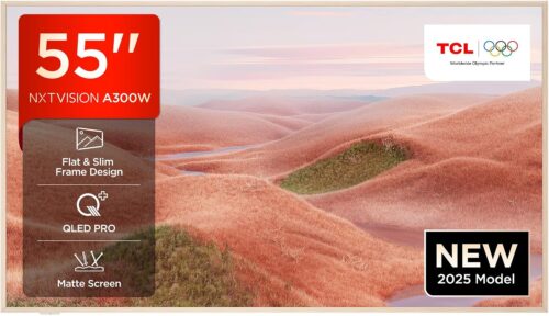 TCL NXTVISION A300W 55 Inch QLED PRO TV, 4K UHD Art TV, Magnetic Frame Design, „Ai“ Art Gallery, Matte Display, Google Smart TV 144 Hz, Dolby Vision IQ & Atmos