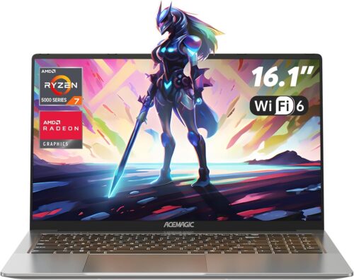 ACEMAGIC Ryzen 7 5700U Laptop 16.1 Inch FHD Display, 16 Thread, 4.3 GHz, 16 GB DDR4 512 GB SSD M.2, Keyboard with Backlight, Metal Housing Computer, WiFi 6, BT5.2, HDMI, Type C, High Performance