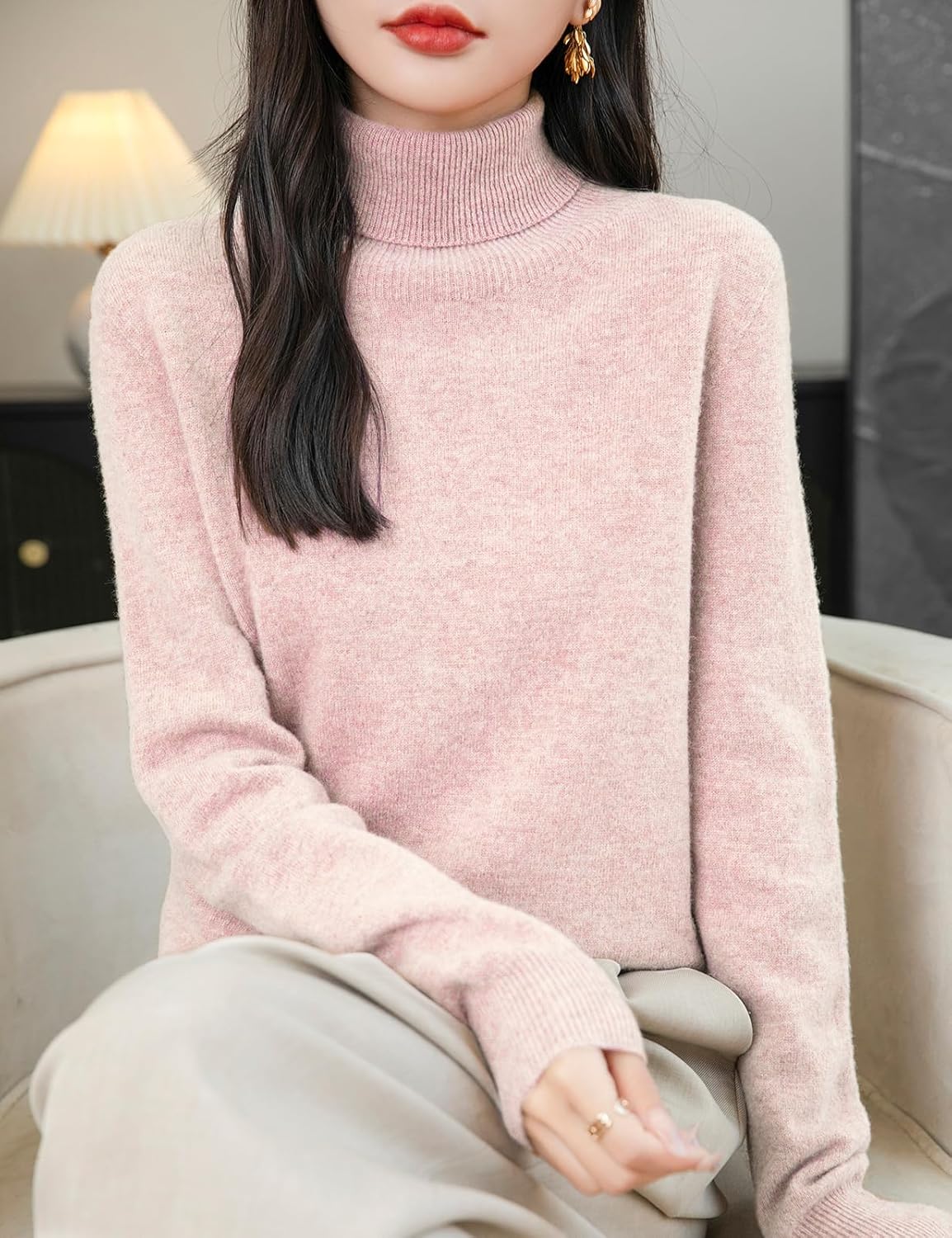 Chanyarn Women's 100% Merino Wool Turtleneck Pullover 2024 First-Line Ready to Wear Long Sleeve Seamless Knitted Elegant Pullover – Bild 4