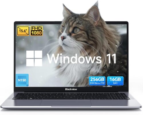 Blackview Acebook 6 Laptop 15.6 Inch for Business Students, Quad-Core N150 (Better N95) up to 3.6GHz, 16GB RAM 256GB SSD Notebook, FHD IPS Display Eye Protection, 100W Type-C, 4K HDMI, Bluetooth