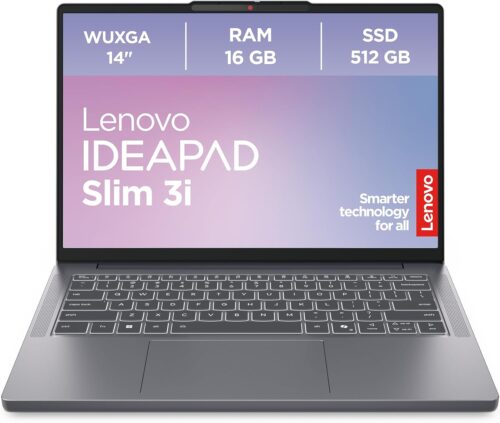 Lenovo IdeaPad Slim 3i Laptop | 14 Inch WUXGA Display | Intel Core i5 13420H | 16GB RAM | 512GB SSD | Intel UHD Graphics | Windows 11 | QWERTZ | Luna Grey | 3 Months Premium Care