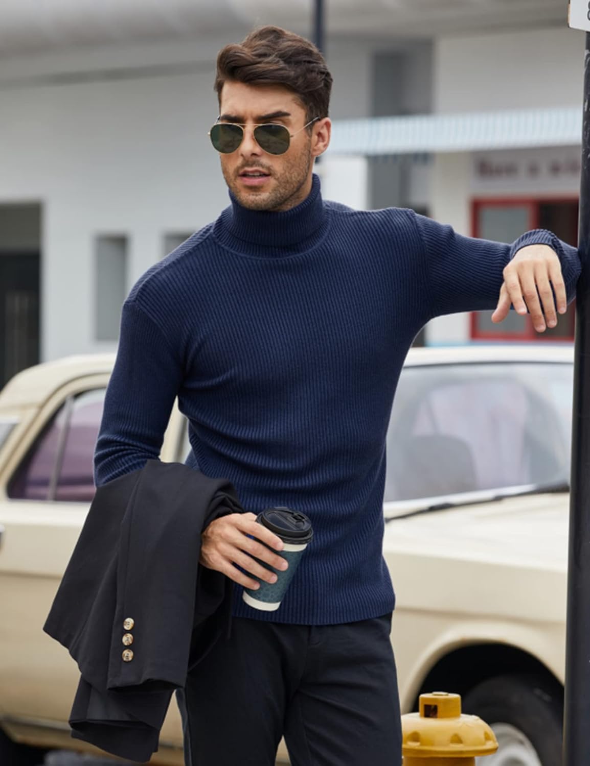 COOFANDY Men's Turtleneck Pullover, Long-Sleeved Top, Fine Knit Sweater, Casual, Slim Fit, Basic Men's Jumper – Bild 3