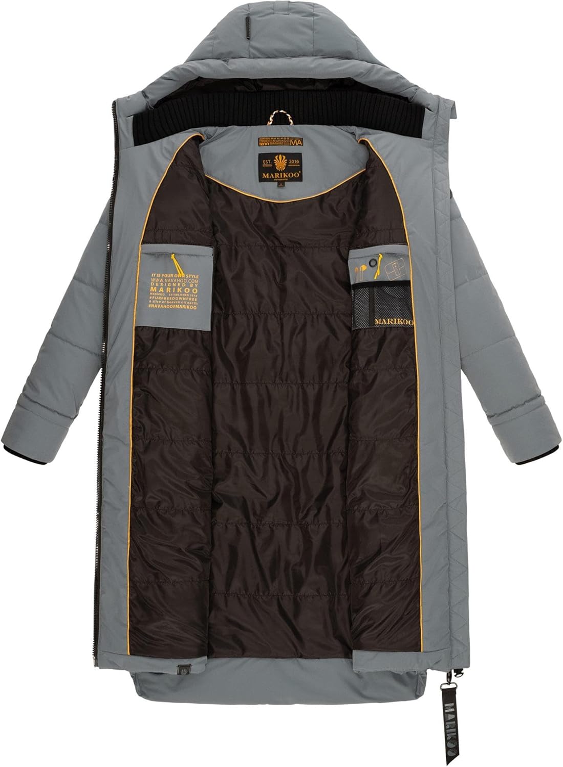 MARIKOO Women's Winter Jacket Quilted Winter Jacket Quilted Winter Coat Warm Long Coat B949 – Bild 5