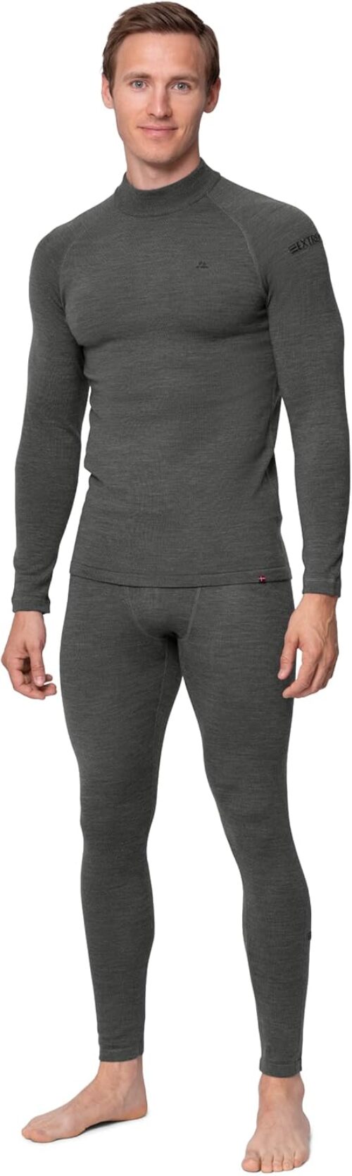 DANISH ENDURANCE Merino Thermal Underwear for Men, Extreme Cold, Winter & Ski Underwear, Premium Functional Underwear Set, Stand-Up Collar & Extra Warm, Merino Underwear