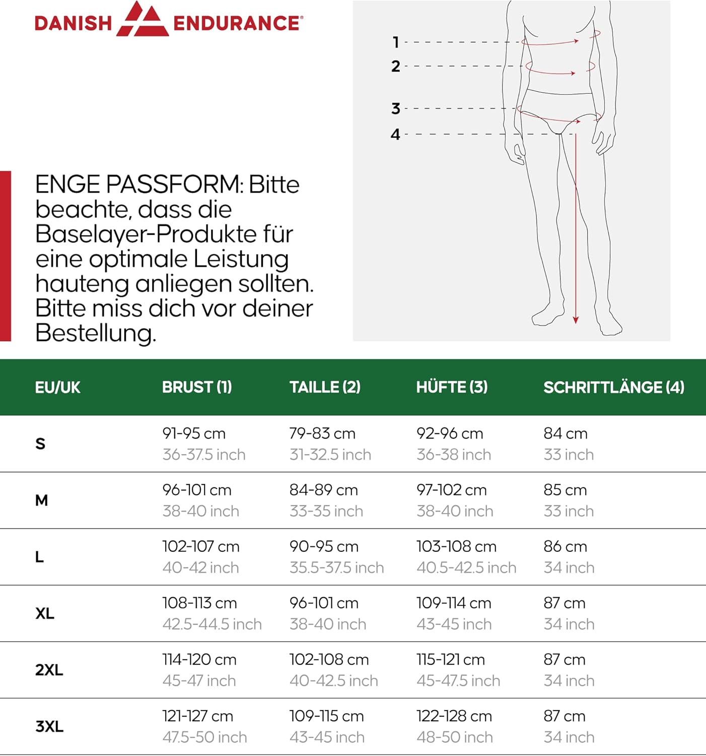 DANISH ENDURANCE Merino Men's Thermal Underwear with Zip, Premium Ski Underwear, Functional Underwear Set, Warm & Breathable, Merino Underwear Men – Bild 6