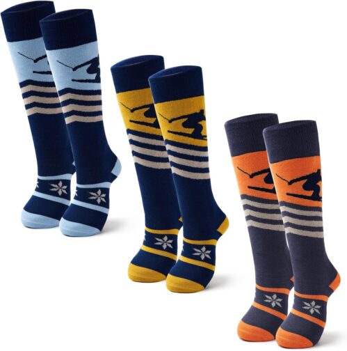 Unisex Children’s Warm Ski Socks Boys Thick Ski Socks Girls Thermal Socks for Ski and Snowboard 3 Pairs