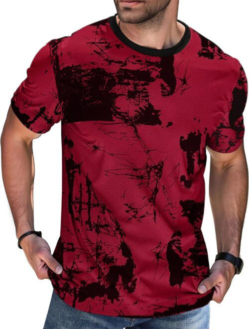Men’s T-Shirt Cotton Summer Short Sleeve T-Shirt Hip Hop Street Graffiti Casual Tops