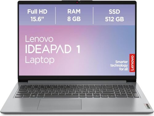 Lenovo IdeaPad 1 Laptop | 15.6 Inch Full HD Display | AMD Ryzen 3 7320U | 8GB RAM | 512GB SSD | AMD Radeon Graphics | Windows 11 Home | Grey | QWERTZ | 3 Months Premium Care