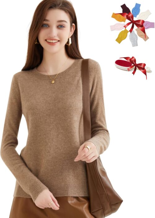 Chanyarn Women’s Pullover 100% Pure Cashmere 2024 Autumn Winter Crew Neck Super Warm Soft Lightweight Long Sleeve