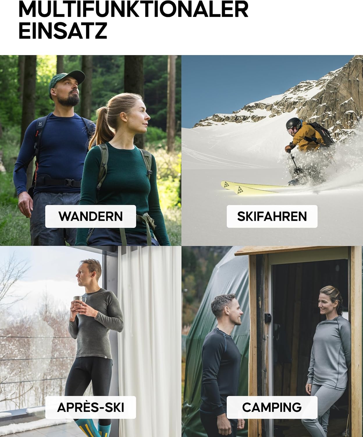 DANISH ENDURANCE Merino Men's Thermal Underwear with Zip, Premium Ski Underwear, Functional Underwear Set, Warm & Breathable, Merino Underwear Men – Bild 4