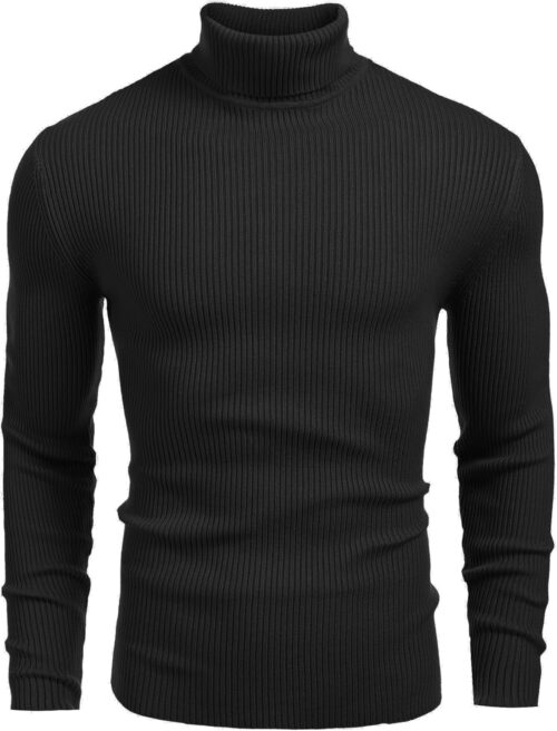 COOFANDY Men’s Turtleneck Pullover, Long-Sleeved Top, Fine Knit Sweater, Casual, Slim Fit, Basic Men’s Jumper