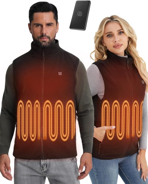 Heated Vest, Polar Fleece Heating Vest Men Women, Soft and Warm Heated Jacket, Heated Vest with 3 Heat Settings