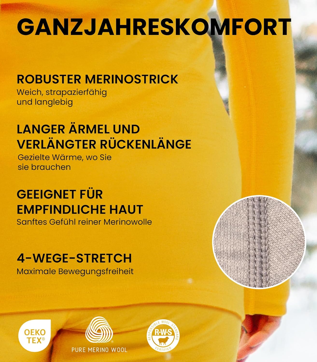 Merino.tech 100% Merino Underwear Women's Set - Lightweight, Midweight, Functional Underwear Merino Wool, Long Sleeve Shirt and Trousers + Hiking Socks Made of Merino Wool – Bild 4