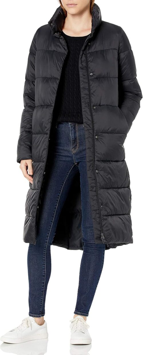 Amazon Essentials Women’s Lightweight Long Cocoon Puffer Winter Coat, Water-Repellent, Full Zip