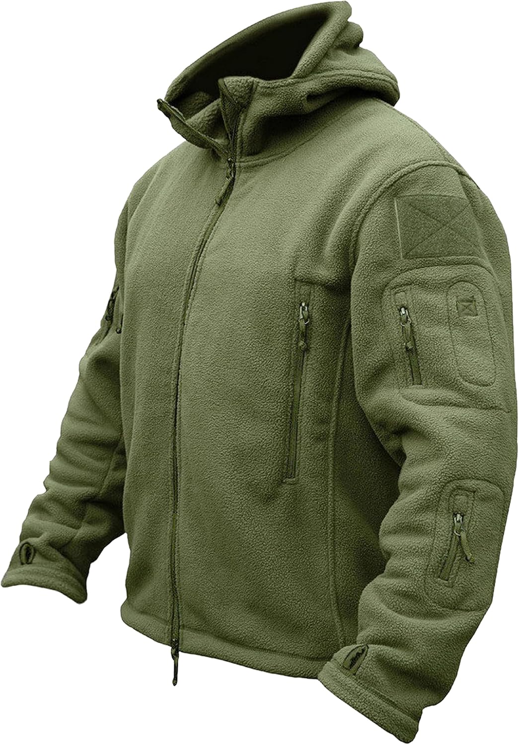 TACVASEN Men's Fleece Jacket, Military Outdoor Windproof Jacket with Hood