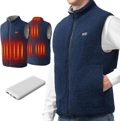LABCOOL Heated Vest &ndash; Heating Vest for Men and Women &ndash; Made of Soft Fleece &ndash; USB Heating with 10000 mAh Power Bank &ndash; 6-Zone Heating with 3 Temperature Levels &ndash; Machine Washable