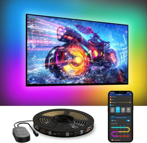 Govee TV LED Backlight, RGBIC TV LED Strip for 55-65 Inch TV, 3.8 m Intelligent LED Strip with Bluetooth & WiFi Control, Works with Alexa & Google Assistant, Music Sync