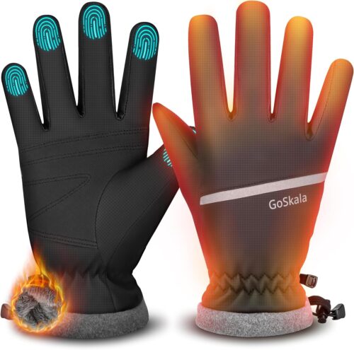 Gloves Men Women Winter Cycling Gloves Warm Ski Gloves Waterproof Touchscreen Thermal Gloves Non-Slip Sports Gloves for Running, Driving, Hiking, Skiing