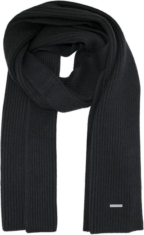 Merino Scarf – 100% Merino Wool – Ribbed Knitted Scarf Winter Scarf Wool for Men and Women – Autumn Winter, charcoal