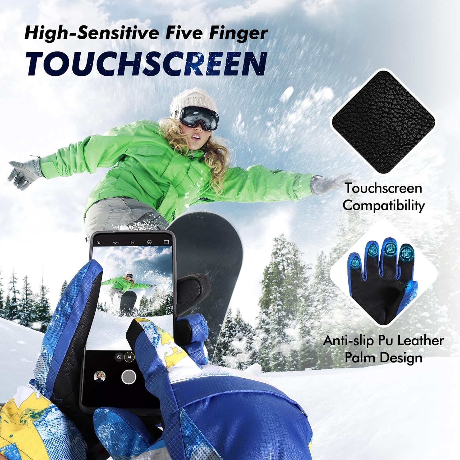 Ski Gloves, The Warmest Waterproof and Breathable Snow Gloves in Cold Weather, Both for Men and Women, Suitable for Parents and Children Outdoors – Bild 3