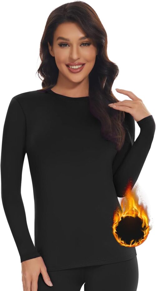 SIMIYA Thermounterhemd Damen Thermoshirt Langarm Thermounterwäsche Thermooberteil Warme Unterwäsche Winter Thermounterwäsche mit Innenfleece