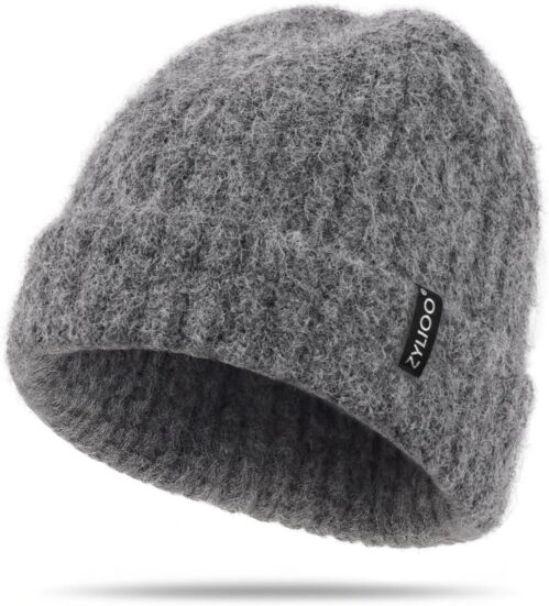 Zylioo XXL Fleece-Strickmütze, große Wintermütze, warme Beanie-Mütze für Damen und Herren