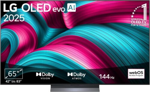 LG OLED65C5ELB Fernseher 65 Zoll (165 cm) 4K OLED evo AI TV (α9 Gen8 4K AI Prozessor, webOS 25, 120 Hz (VRR bis zu 144 Hz)) (Modelljahr 2025)